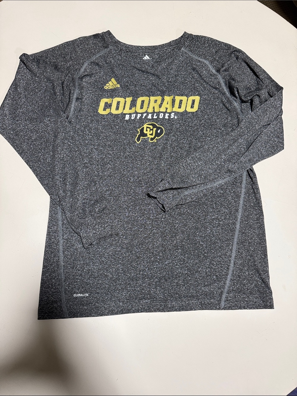 adidas Colorado Buffaloes Long Sleeve Performance Tee - Charcoal/Gold
